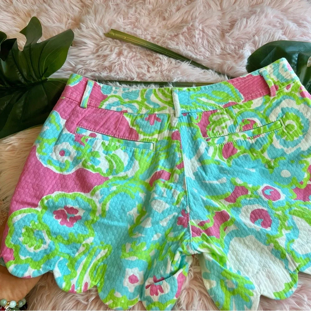 Lilly Pulitzer The Buttercup Short A Delicacy Pink Floral Scallop Hem Sz‎ 0